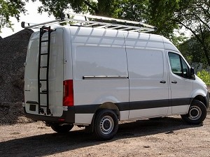 Chevy Express/GMC Savana No Drill Rear Ladder Black or Silver