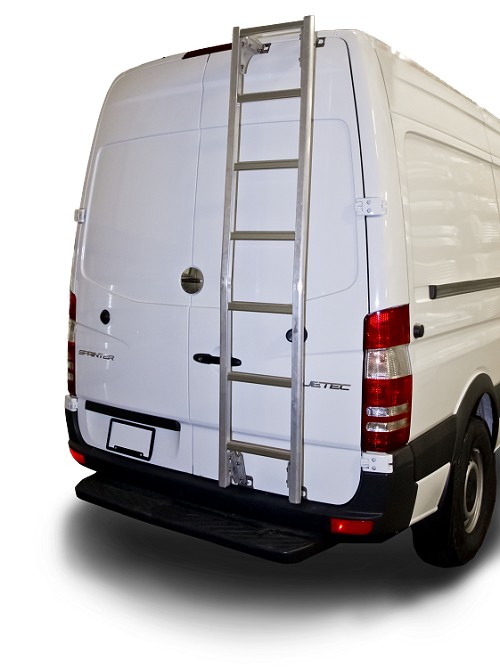 2007 - 2024 Sprinter High Roof Prime Design Aluminum Rear Ladder - Black B-STOCK ALL SALES FINAL NO RETURNS OR REFUNDS